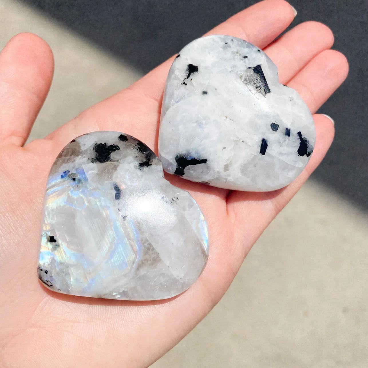 Rainbow Moonstone Hearts