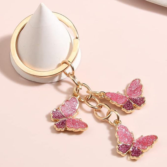 Triple Butterfly Glitter Key-Chain