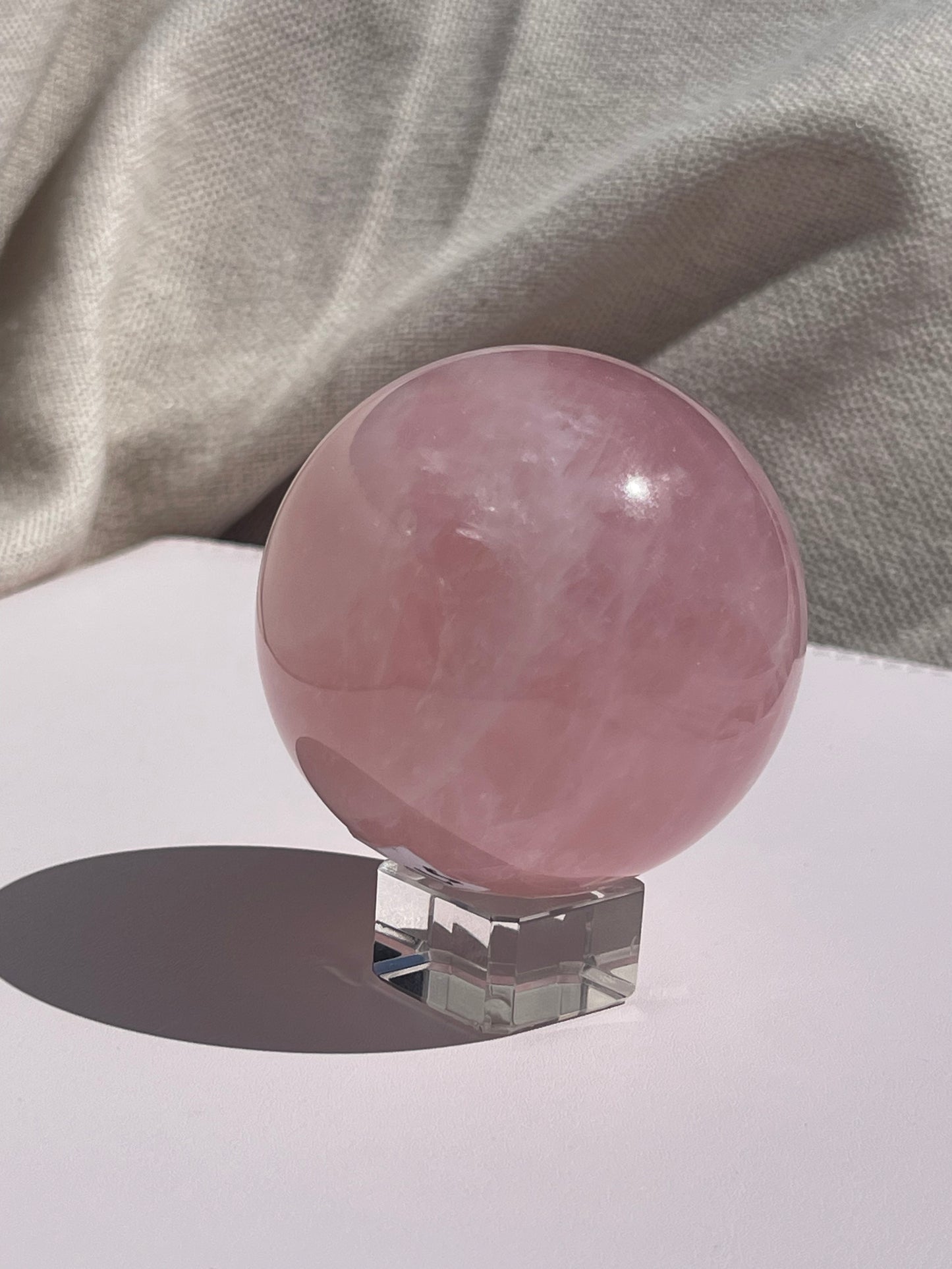 Rose Quartz Sphere with Clear Stand 6C