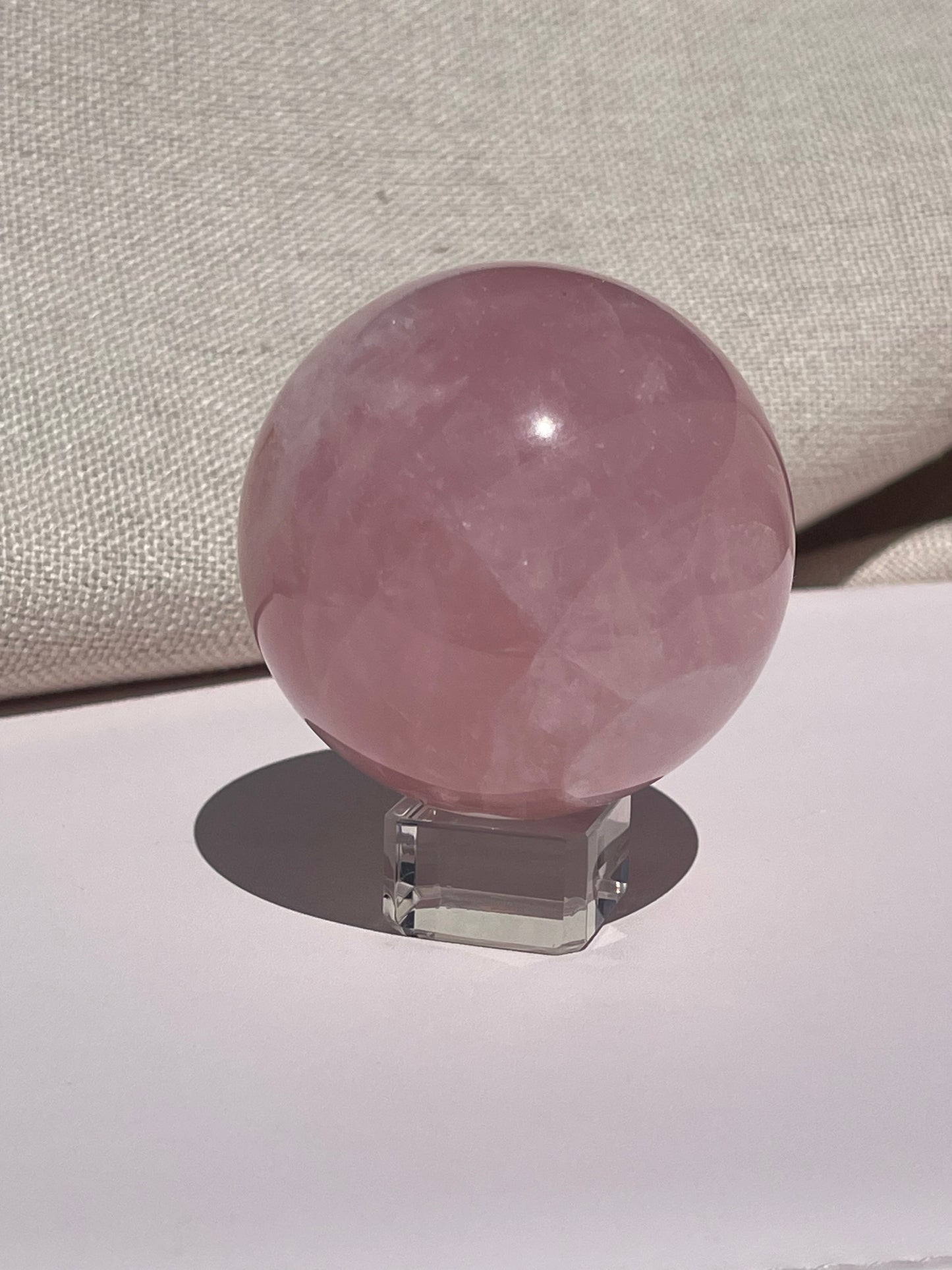 Rose Quartz Sphere with Clear Stand 6C