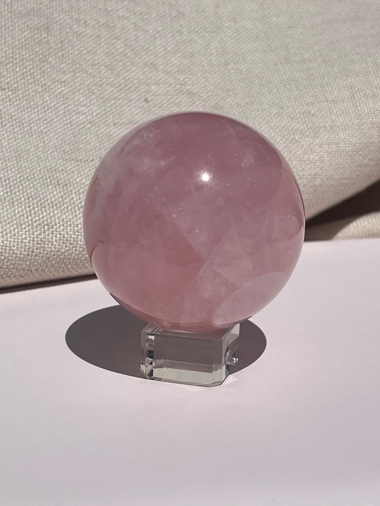 Rose Quartz Sphere with Clear Stand 6C