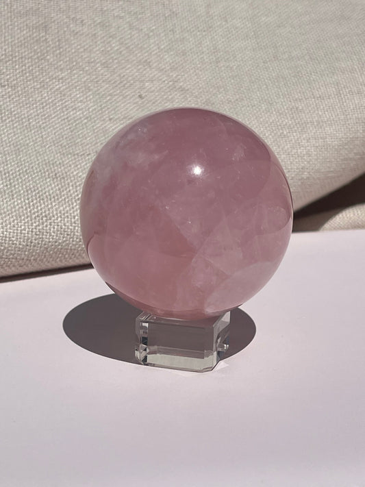 Rose Quartz Sphere with Clear Stand 6C