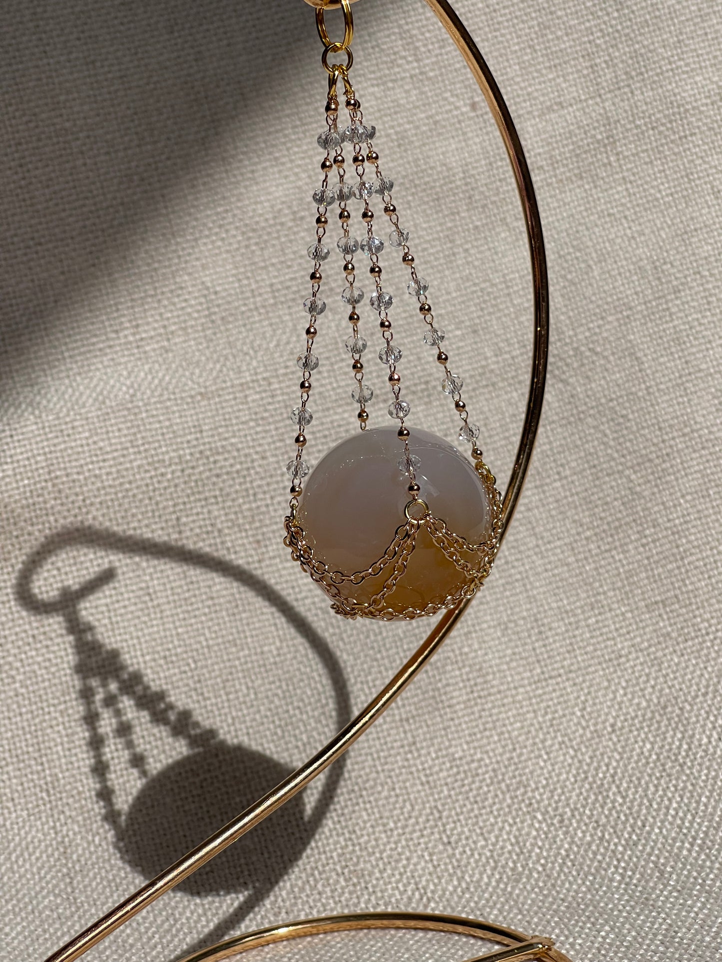 Flower Agate Sphere Magical Gold Set