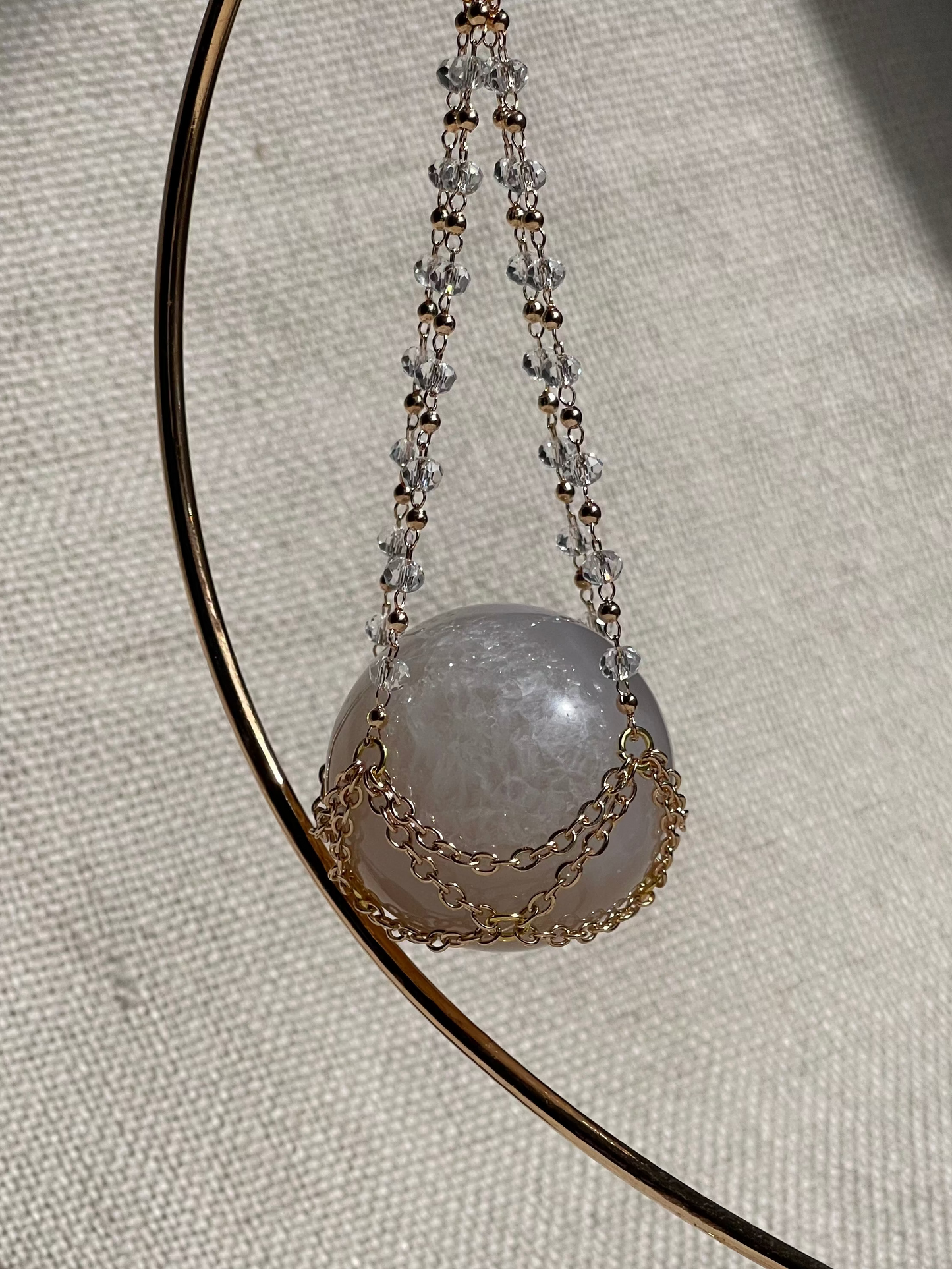 Flower Agate Sphere Magical Gold Set