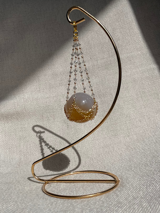 Flower Agate Sphere Magical Gold Set