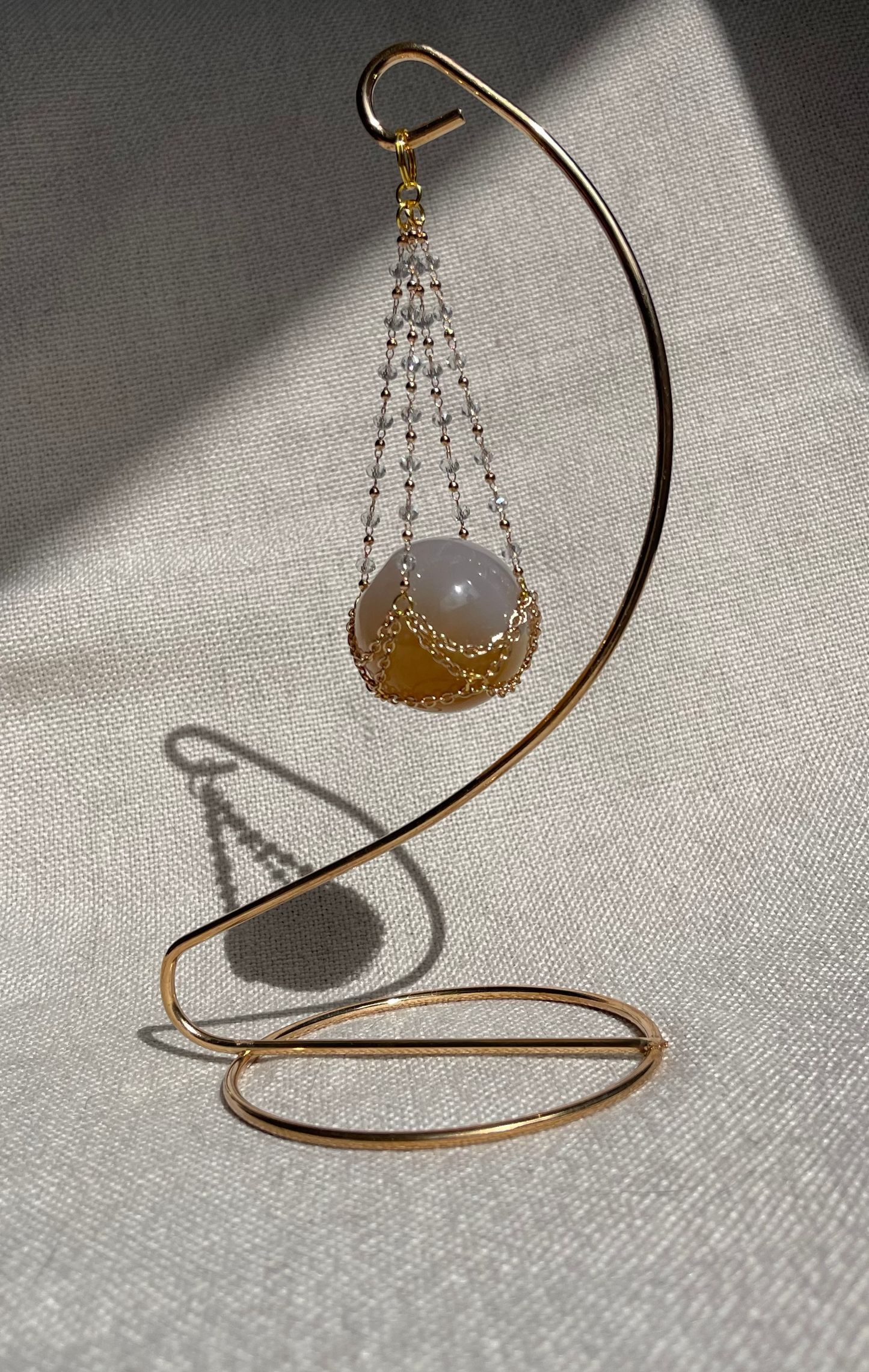 Flower Agate Sphere Magical Gold Set