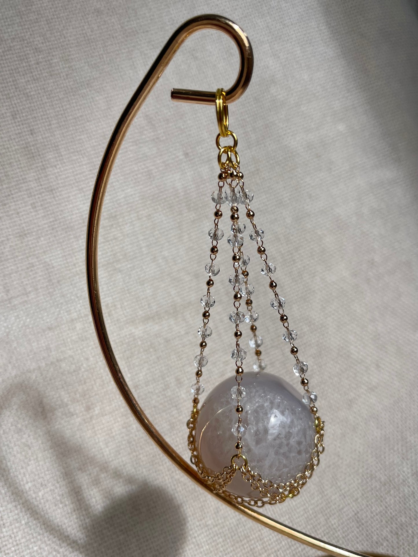 Flower Agate Sphere Magical Gold Set