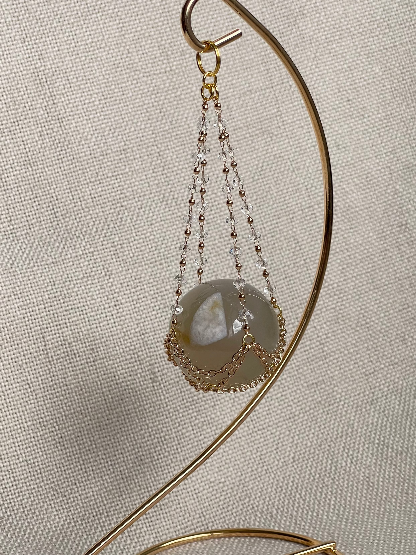 Flower Agate Sphere Magical Gold Set