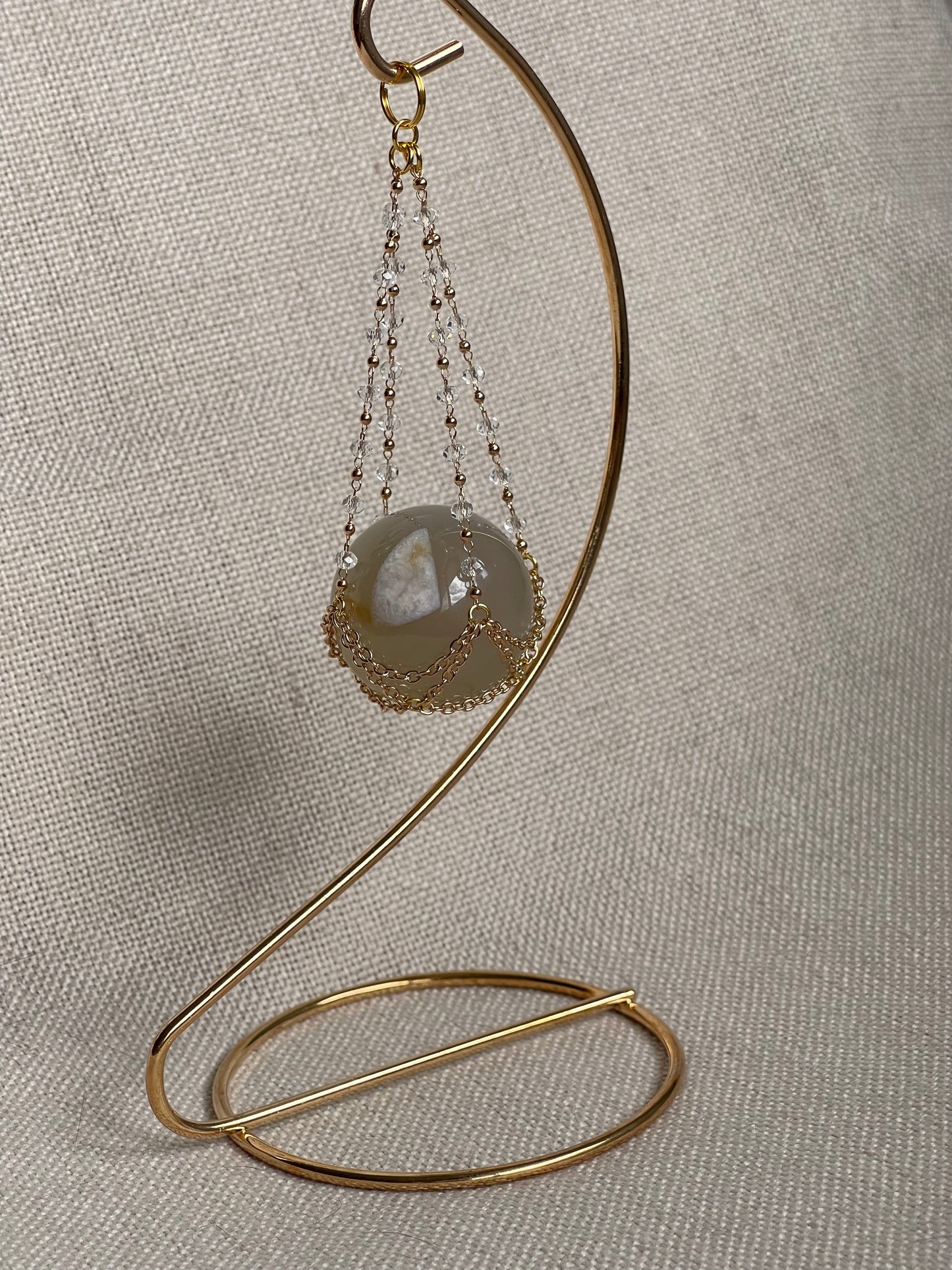 Flower Agate Sphere Magical Gold Set