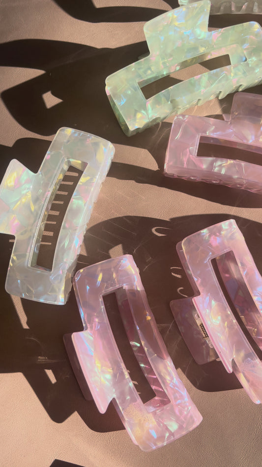 Pearl Reflective Claw Clips